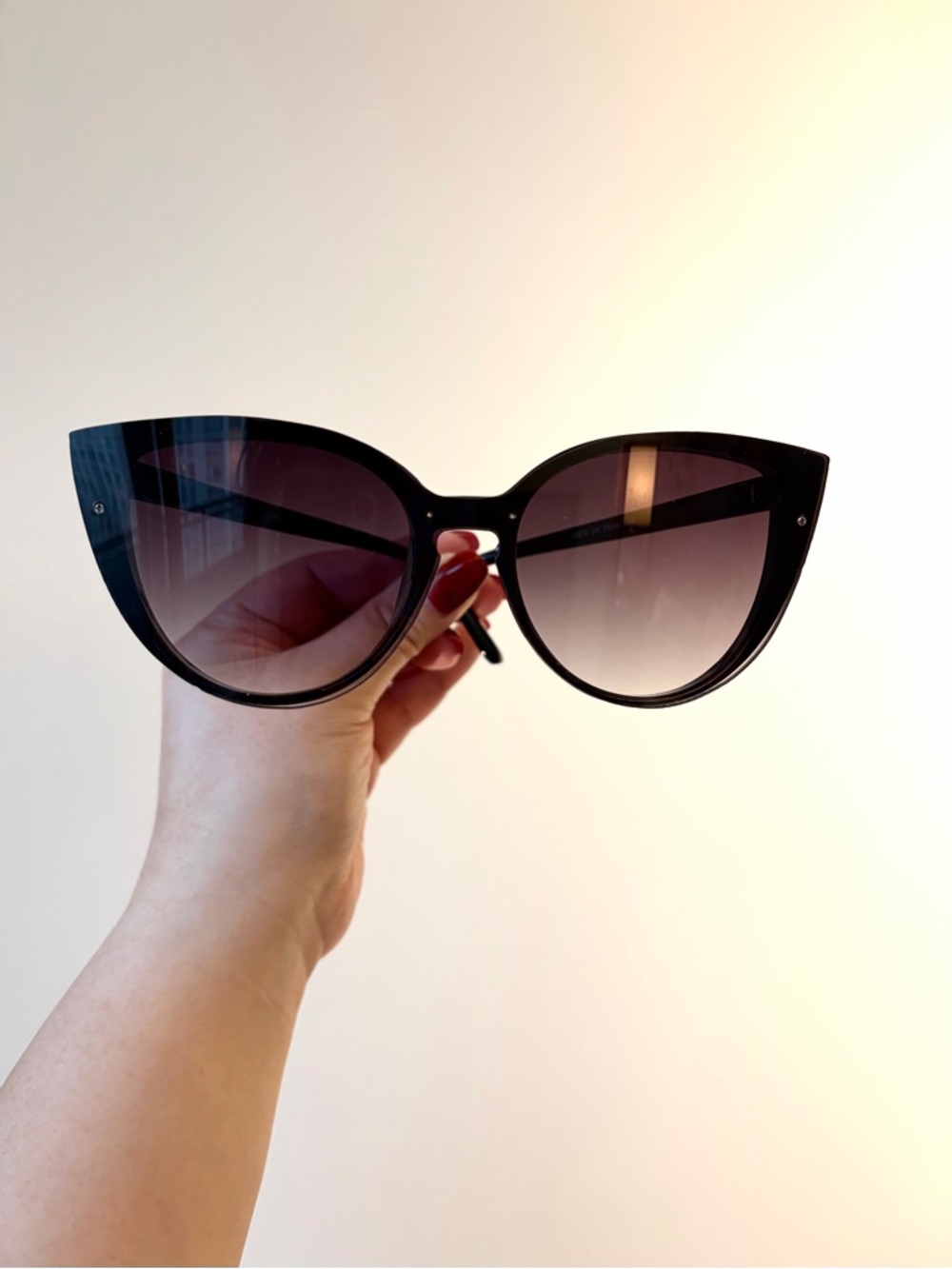 Black Cat Eye Sunglasses Gradient Lens Oversized Women - Picture 4 of 5
